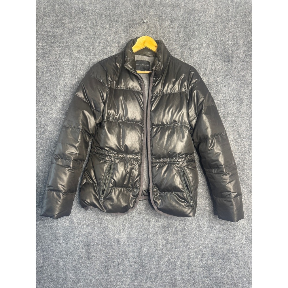Banana Republic Shiny Black Quilted Puffer Coat